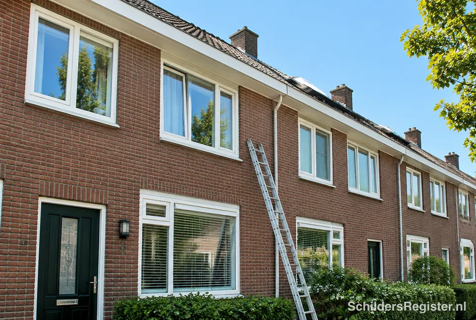 Pas geschilderde kozijnen en boeidelen van een rijtjeshuis